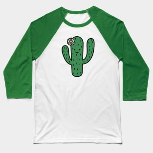 Adorable Smiling Saguaro Cactus Doodle Baseball T-Shirt